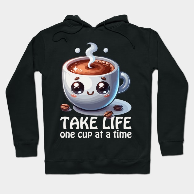 One cup at a time, coffee addict gift Hoodie by Country Gal